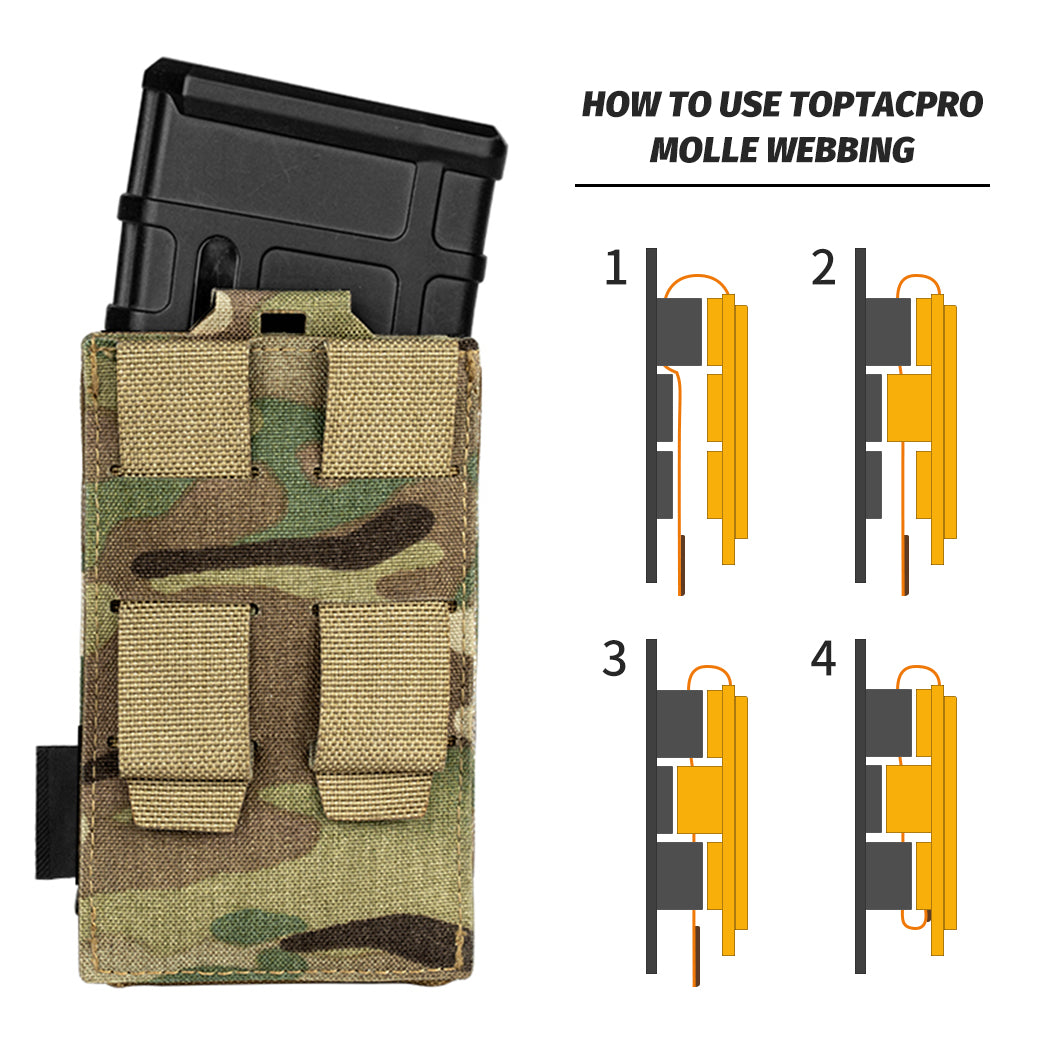Toptacpro 5.56mm Single Magazine Pouch Laser Cut for M4 AR 5.56 Magazines 8514