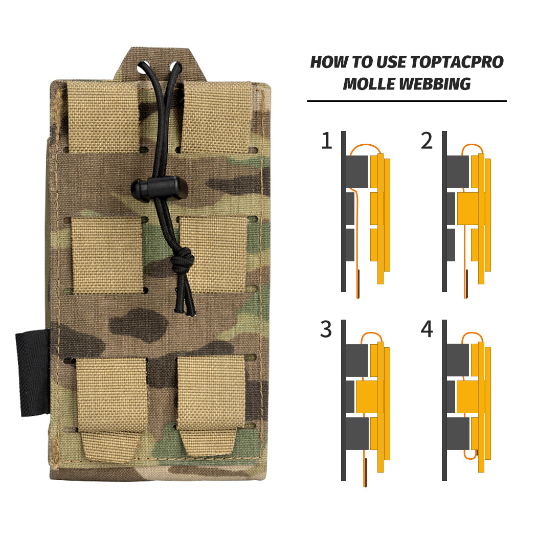 TOPTACPRO Radio Pouch Laser Cut MOLLE Holder with 148/152 MPU5 Baofeng Radio Case Bag Walkie Talkie 8517