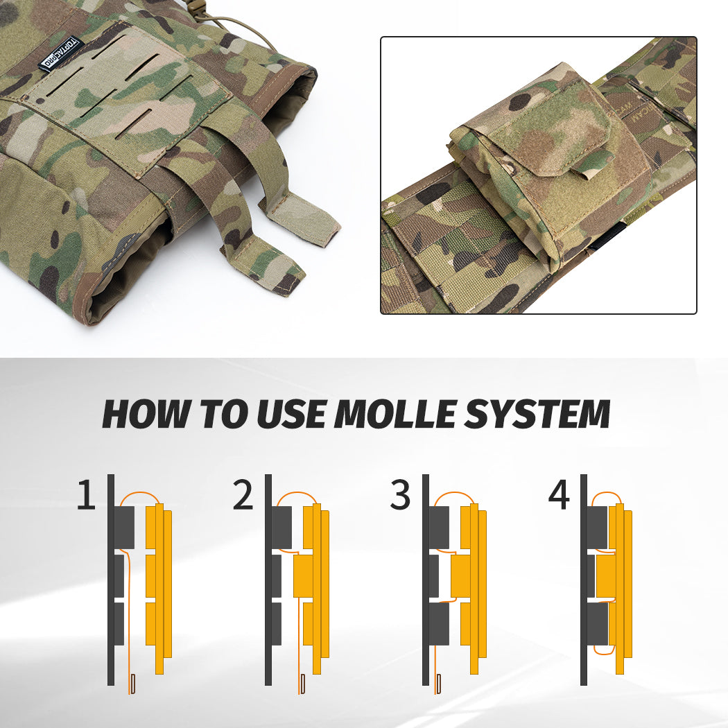 TOPTACPRO Foldable Utility MOLLE Dump Pouch Drawstring Mag Storage Pouch 8520