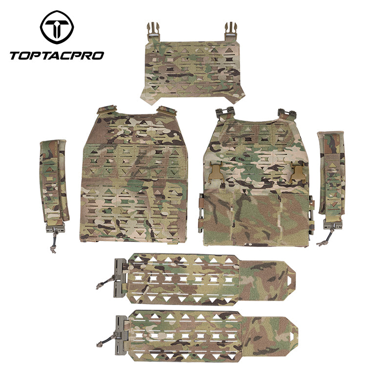 TOPTACPRO Tactical Plate Carrier Laser Cut MOLLE Vest with Magnetic Quick Release Cummerbund 8301
