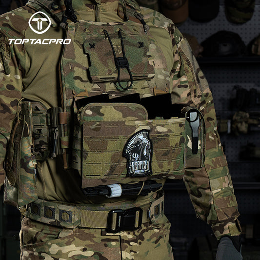TOPTACPRO Tactical Front Panel for Plate Carrier Laser Cut MOLLE Reinforced Divider Panel 8539
