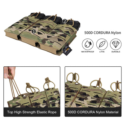 TOPTACPRO Triple 5.56 Magazine Pouch Laser Cut MOLLE Magazine Holder 8515