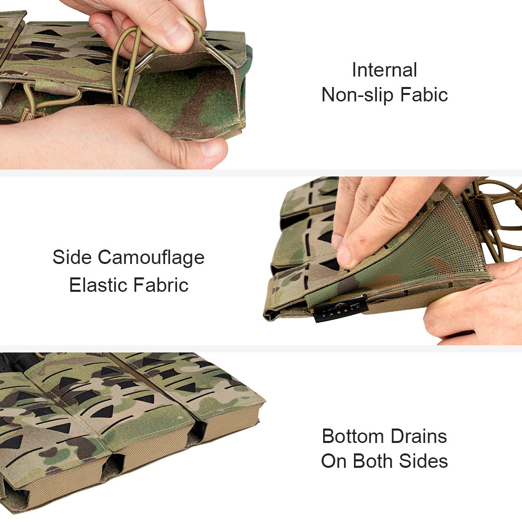 TOPTACPRO Triple 5.56 Magazine Pouch Laser Cut MOLLE Magazine Holder 8515
