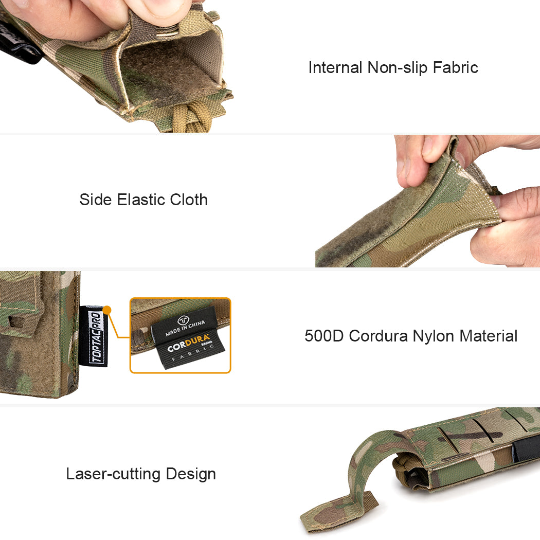 TOPTACPRO Tactical Single Magazine Pouch M1911 92F 9mm .40S&M Laser Cut MOLLE 8516