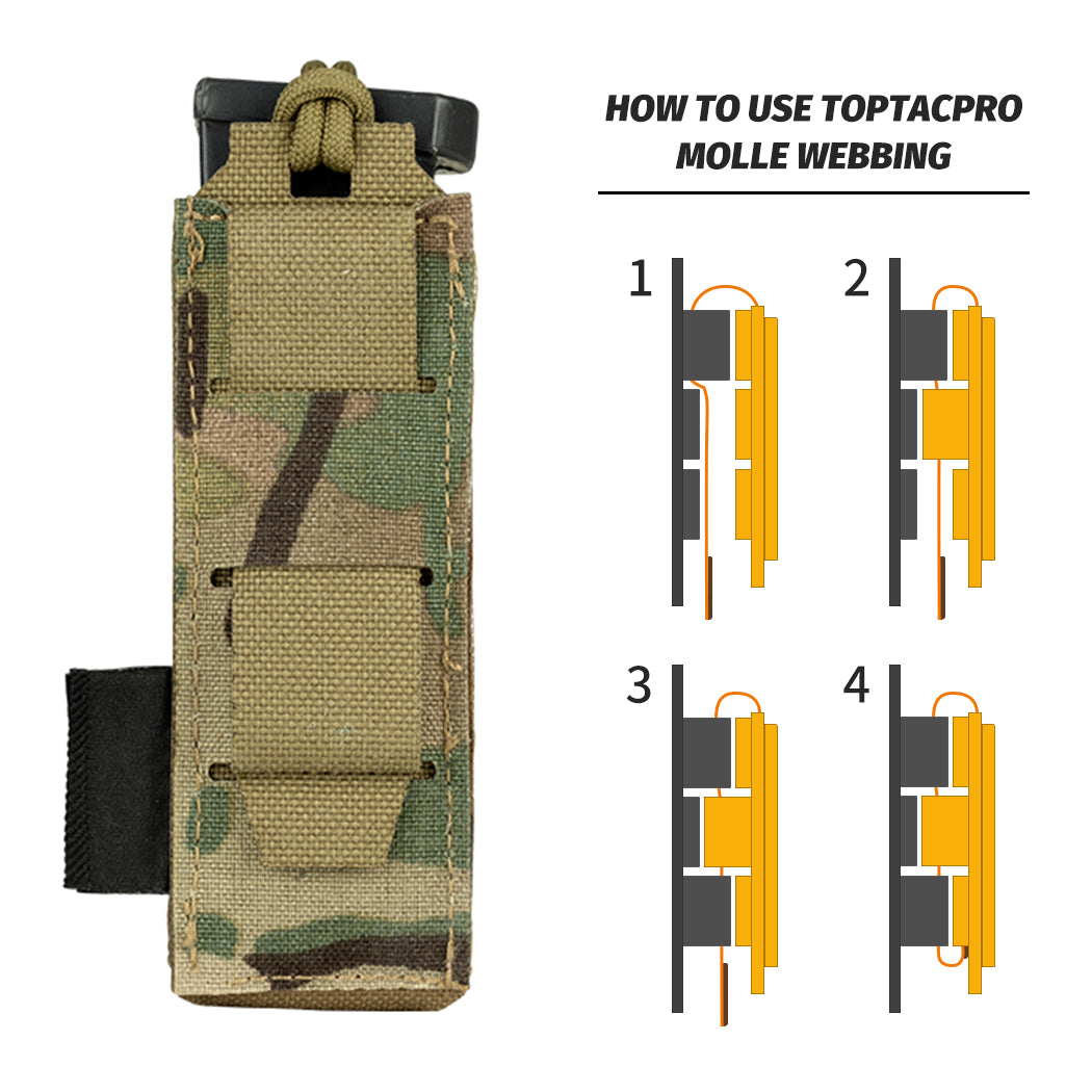 TOPTACPRO Tactical Single Magazine Pouch M1911 92F 9mm .40S&M Laser Cut MOLLE 8516