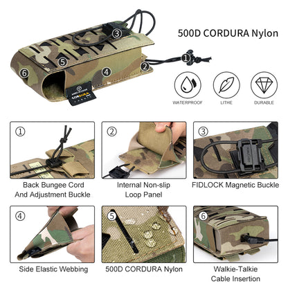 TOPTACPRO Radio Pouch Laser Cut MOLLE Holder with 148/152 MPU5 Baofeng Radio Case Bag Walkie Talkie 8517