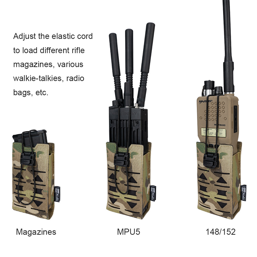 TOPTACPRO Radio Pouch Laser Cut MOLLE Holder with 148/152 MPU5 Baofeng Radio Case Bag Walkie Talkie 8517