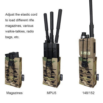 TOPTACPRO Radio Pouch Laser Cut MOLLE Holder with 148/152 MPU5 Baofeng Radio Case Bag Walkie Talkie 8517