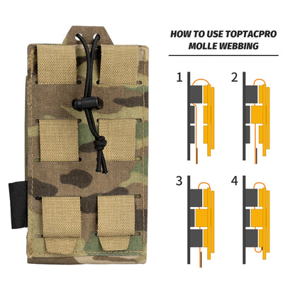 TOPTACPRO Radio Pouch Laser Cut MOLLE Holder with 148/152 MPU5 Baofeng Radio Case Bag Walkie Talkie 8517