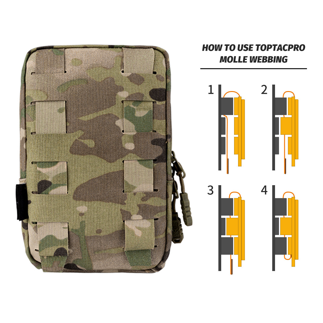 TOPTACPRO Tactical Utility MOLLE Pouch Multi-Purpose EDC Gear Bag for Tactical Plate Carrier 8518