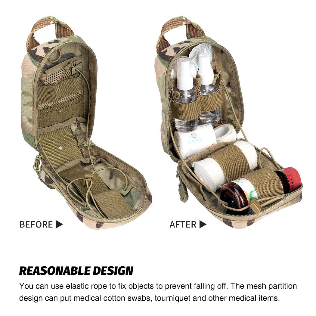 TOPTACPRO Tactical Rip Away IFAK Medical Pouch MOLLE First Aid Utility Bag 8521