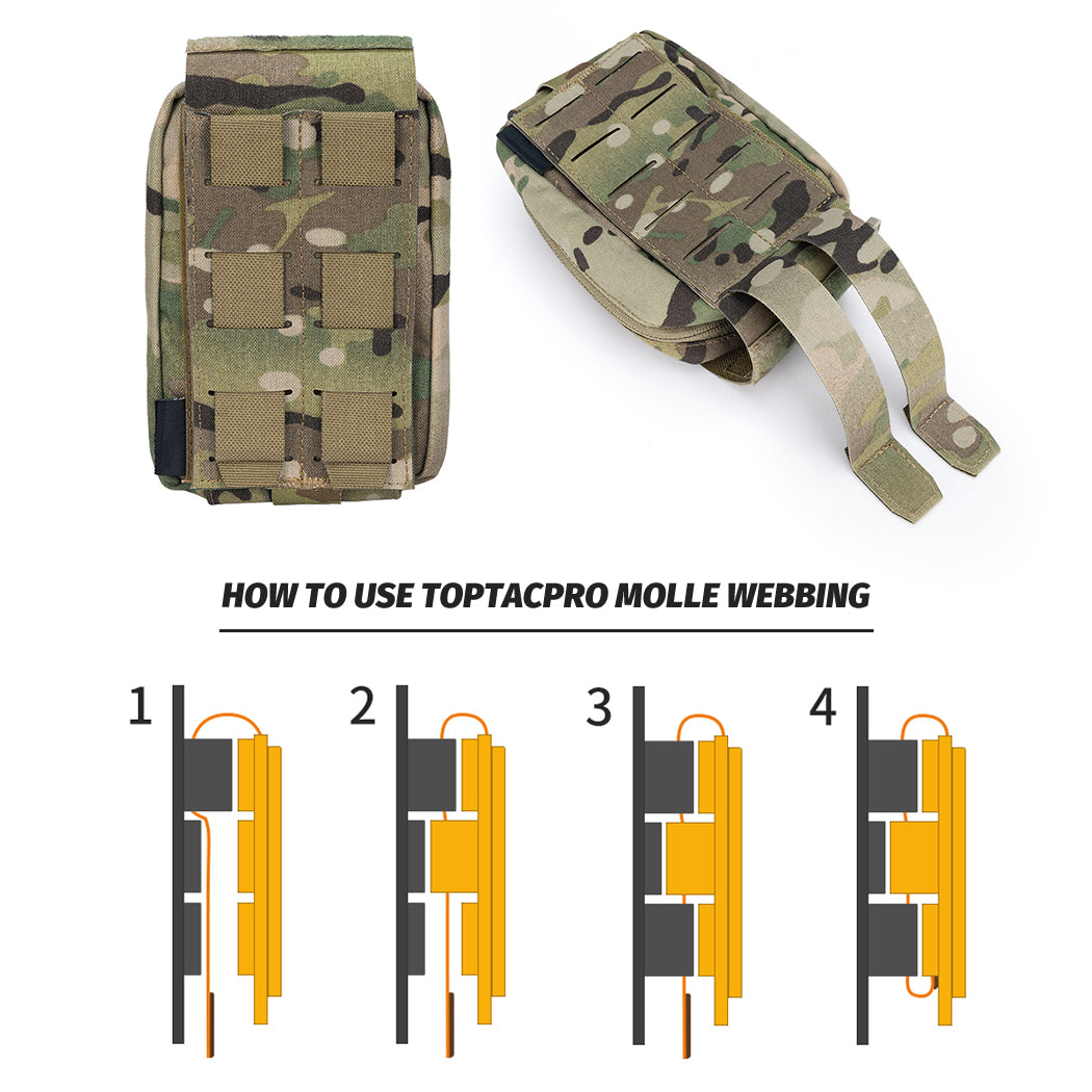TOPTACPRO Tactical Rip Away IFAK Medical Pouch MOLLE First Aid Utility Bag 8521