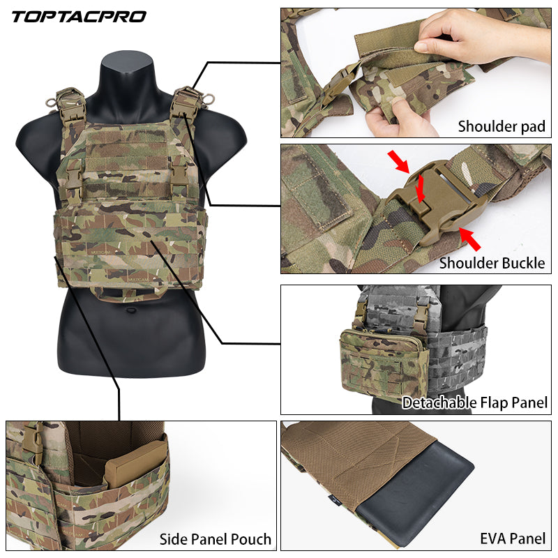 Toptacpro Tactical Plate Carrie Quick Release MOLLE Military Combat Vest 8302