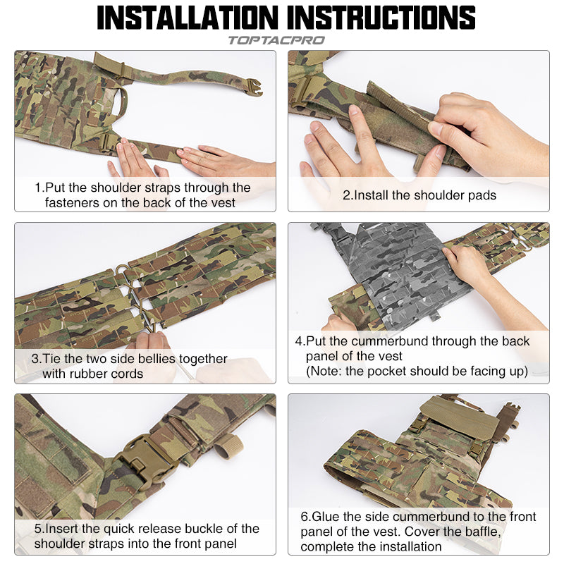 Toptacpro Tactical Plate Carrie Quick Release MOLLE Military Combat Vest 8302