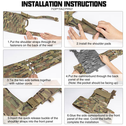 Toptacpro Tactical Plate Carrie Quick Release MOLLE Military Combat Vest 8302