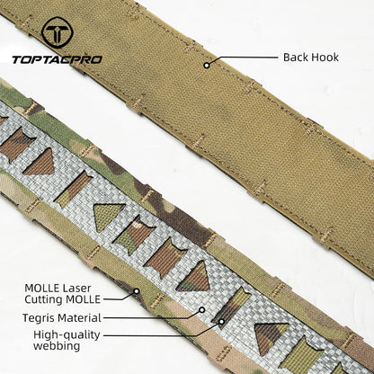 TOPTACPRO 2" Tegris Tactical Battle Belt with Cobra Buckle Laser Cut MOLLE Belt 8402