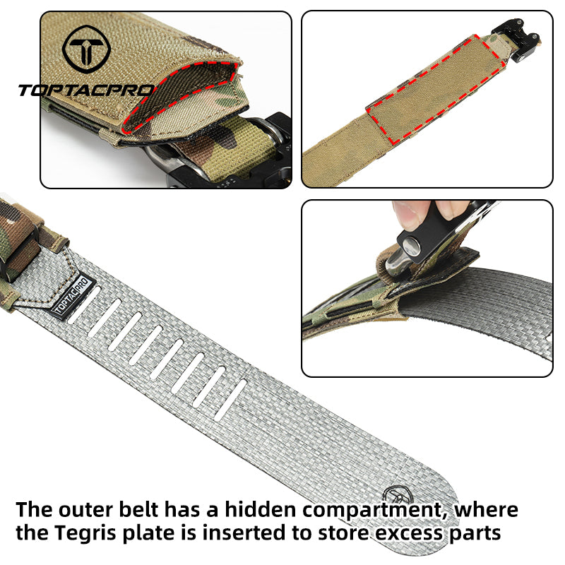 TOPTACPRO 2" Tegris Tactical Battle Belt with Cobra Buckle Laser Cut MOLLE Belt 8402