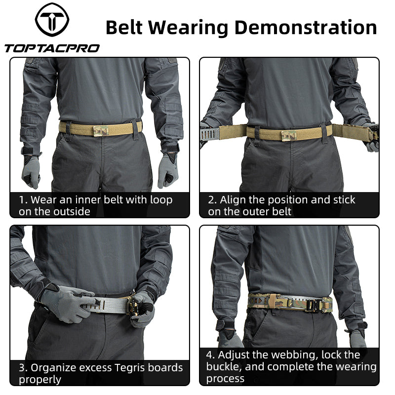 TOPTACPRO 2" Tegris Tactical Battle Belt with Cobra Buckle Laser Cut MOLLE Belt 8402