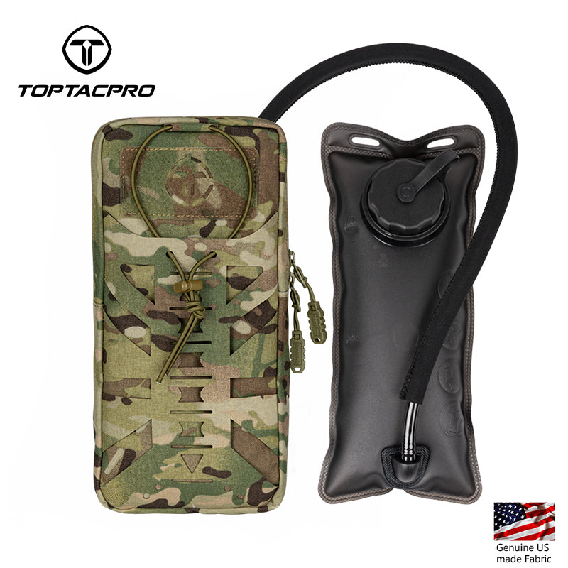 TOPTACPRO Hydration Pouch with 1L Water Bladder Laser Cut MOLLE Water Carrier Pouch 8504