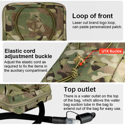 TOPTACPRO Hydration Pouch with 1L Water Bladder Laser Cut MOLLE Water Carrier Pouch 8504