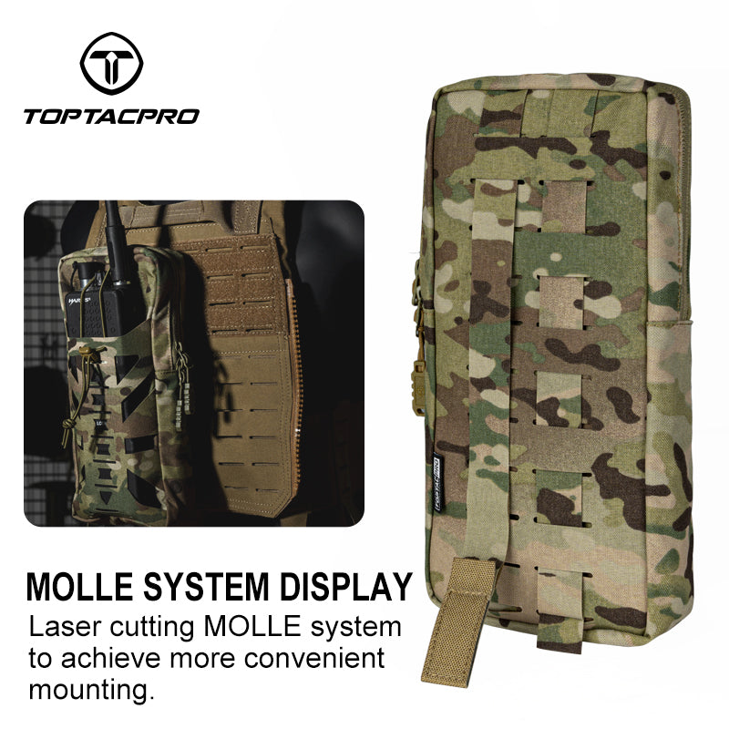 TOPTACPRO Hydration Pouch with 1L Water Bladder Laser Cut MOLLE Water Carrier Pouch 8504