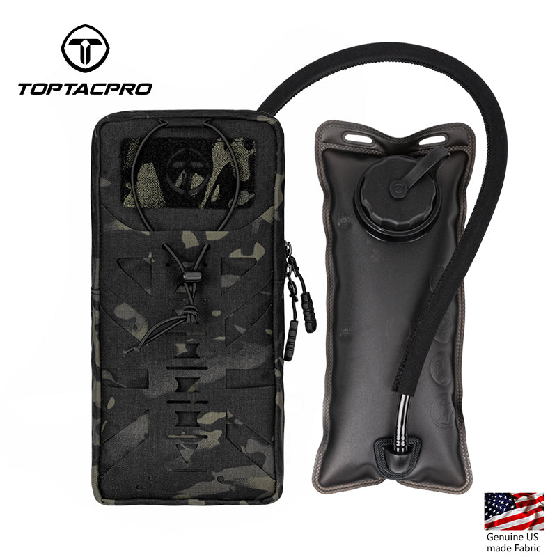 TOPTACPRO Hydration Pouch with 1L Water Bladder Laser Cut MOLLE Water Carrier Pouch 8504
