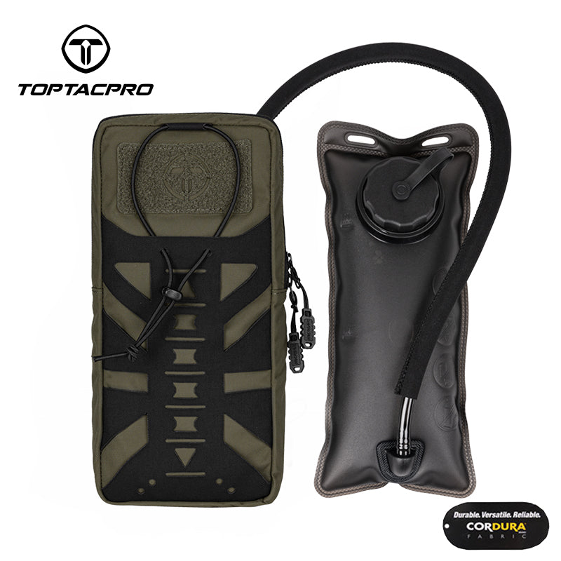 TOPTACPRO Hydration Pouch with 1L Water Bladder Laser Cut MOLLE Water Carrier Pouch 8504