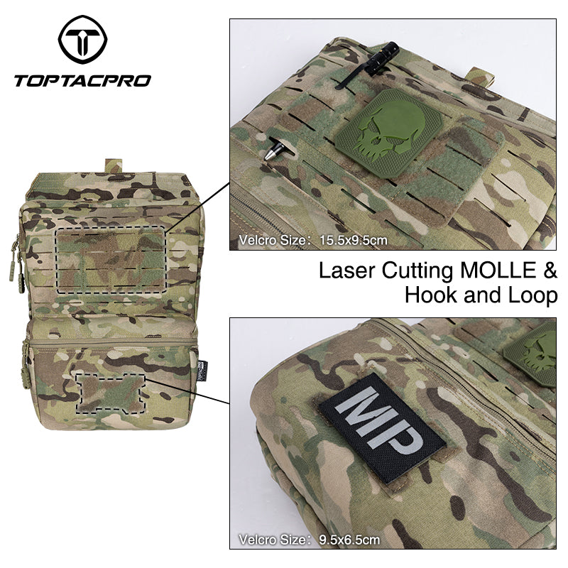 TOPTACPRO 2L Tactical Hydration Pouch Laser Cut MOLLE Water Carrier Bag 8505