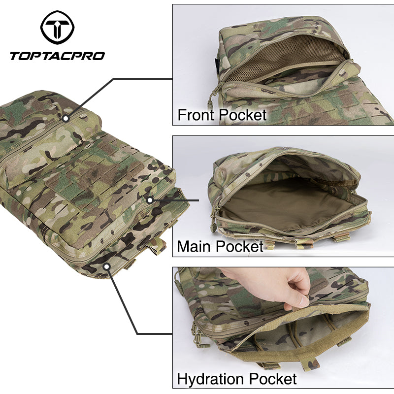 TOPTACPRO 2L Tactical Hydration Pouch Laser Cut MOLLE Water Carrier Bag 8505