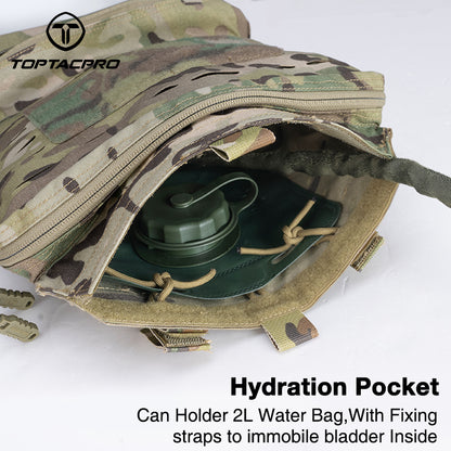 TOPTACPRO 2L Tactical Hydration Pouch Laser Cut MOLLE Water Carrier Bag 8505