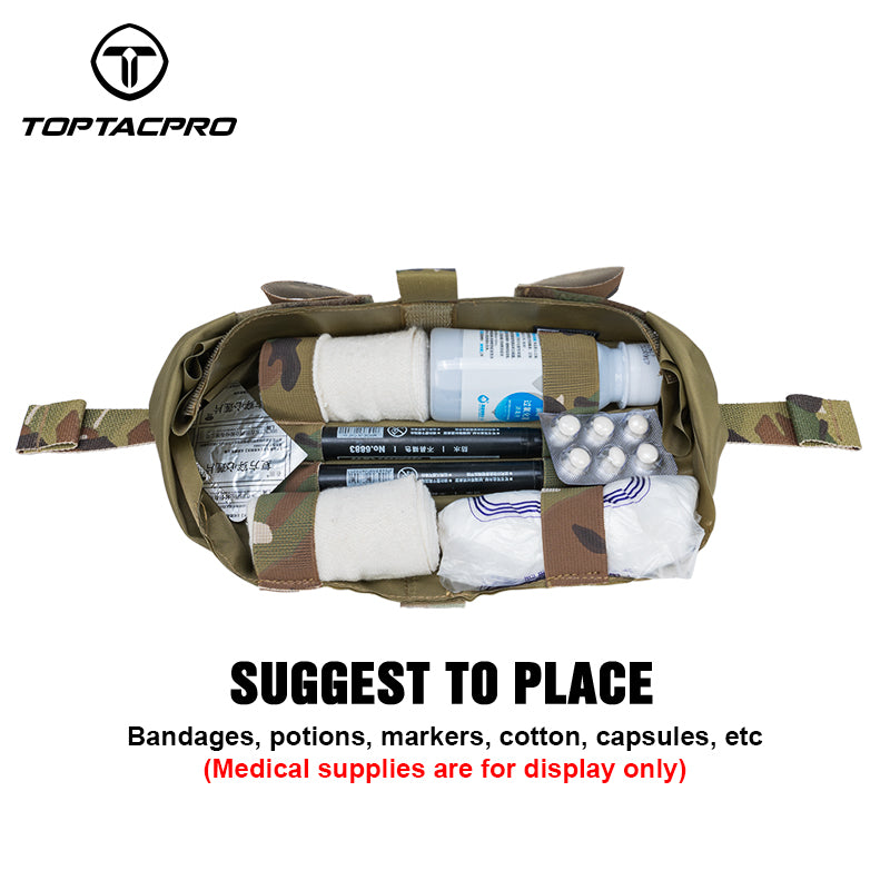 TOPTACPRO Tactical Medical Pouch Quick-Release Horizontal Emergency First Aid Kit Bag 8507