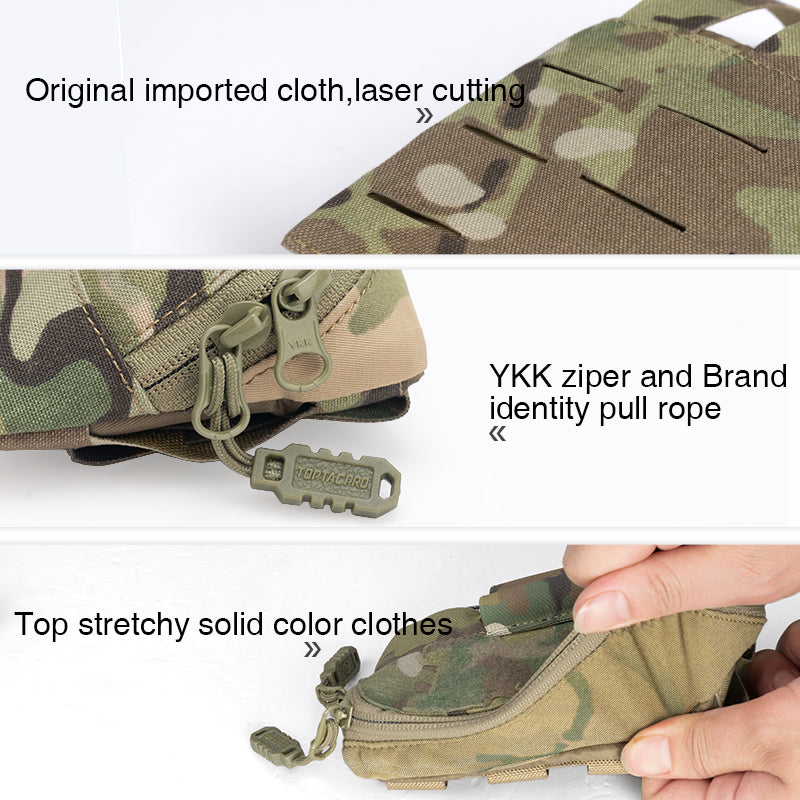 Toptacpro Tactical Admin Pouch Molle Utility Organizer Pocket with YKK Zipper for Vest Belt 8510