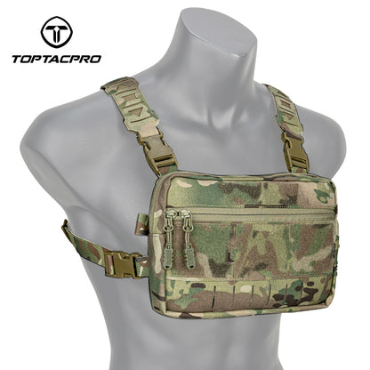 TOPTACPRO Tactical Chest Rig Chest Bag with Removable Harness Strap Laser Cut MOLLE System 8511