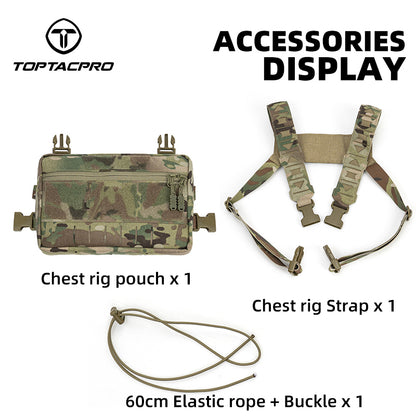 TOPTACPRO Tactical Chest Rig Chest Bag with Removable Harness Strap Laser Cut MOLLE System 8511