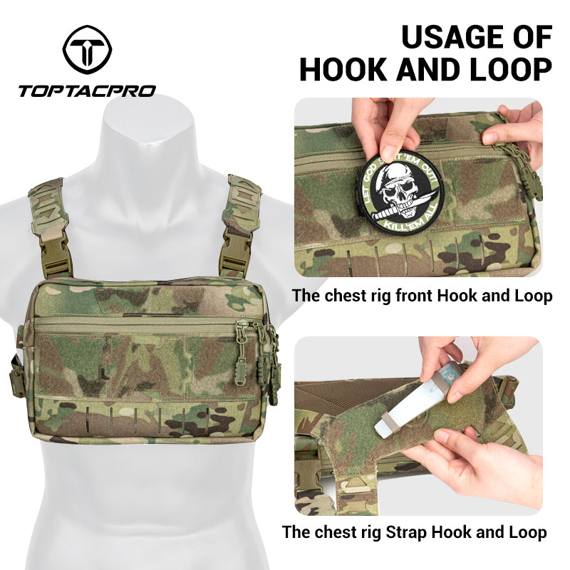 TOPTACPRO Tactical Chest Rig Chest Bag with Removable Harness Strap Laser Cut MOLLE System 8511