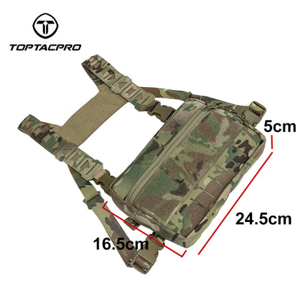 TOPTACPRO Tactical Chest Rig Chest Bag with Removable Harness Strap Laser Cut MOLLE System 8511