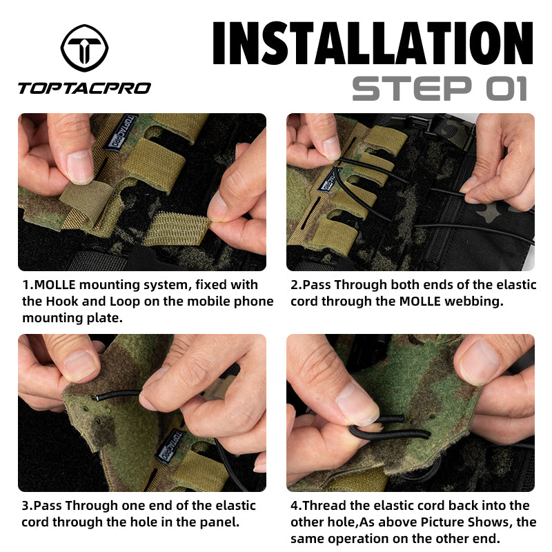 Toptacpro Molle Phone Mount Panel Phone Holder for Outdoor MOLLE Plate Carrier 8512