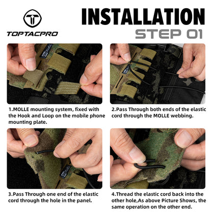 Toptacpro Molle Phone Mount Panel Phone Holder for Outdoor MOLLE Plate Carrier 8512