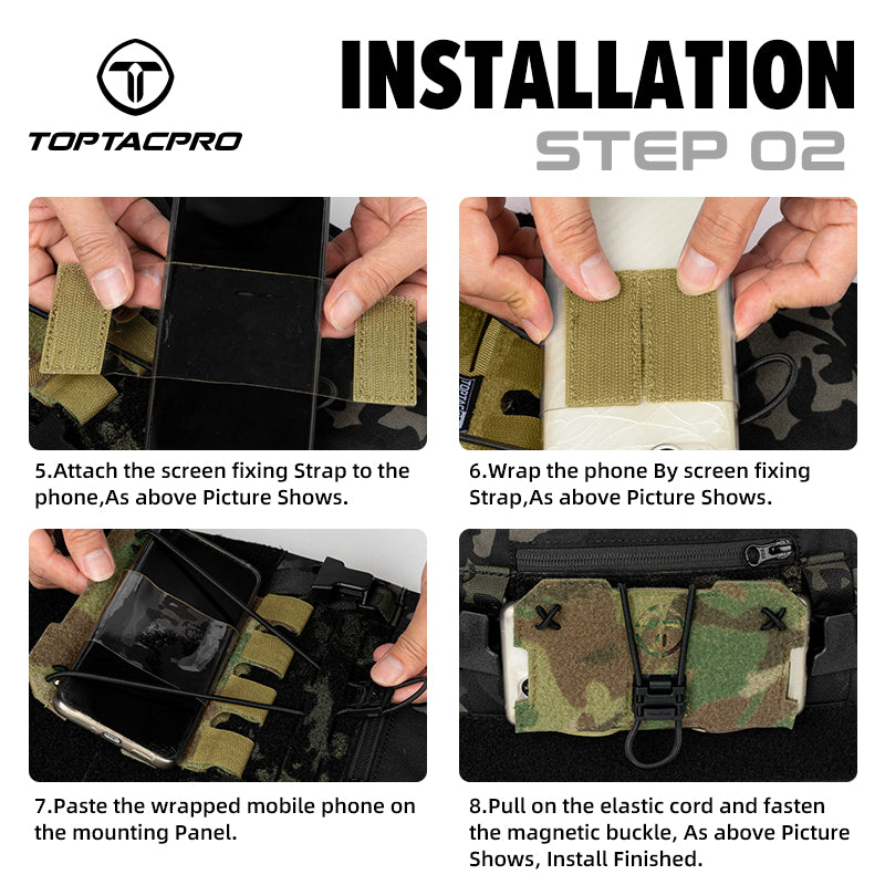 Toptacpro Molle Phone Mount Panel Phone Holder for Outdoor MOLLE Plate Carrier 8512