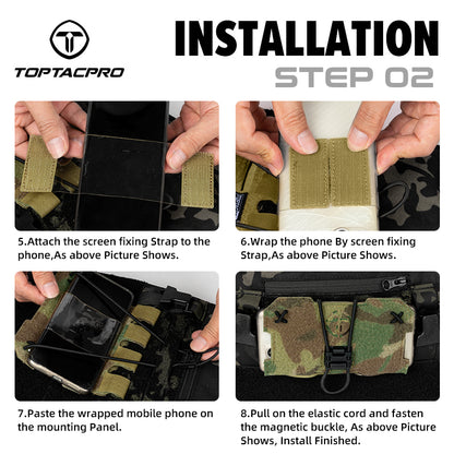 Toptacpro Molle Phone Mount Panel Phone Holder for Outdoor MOLLE Plate Carrier 8512