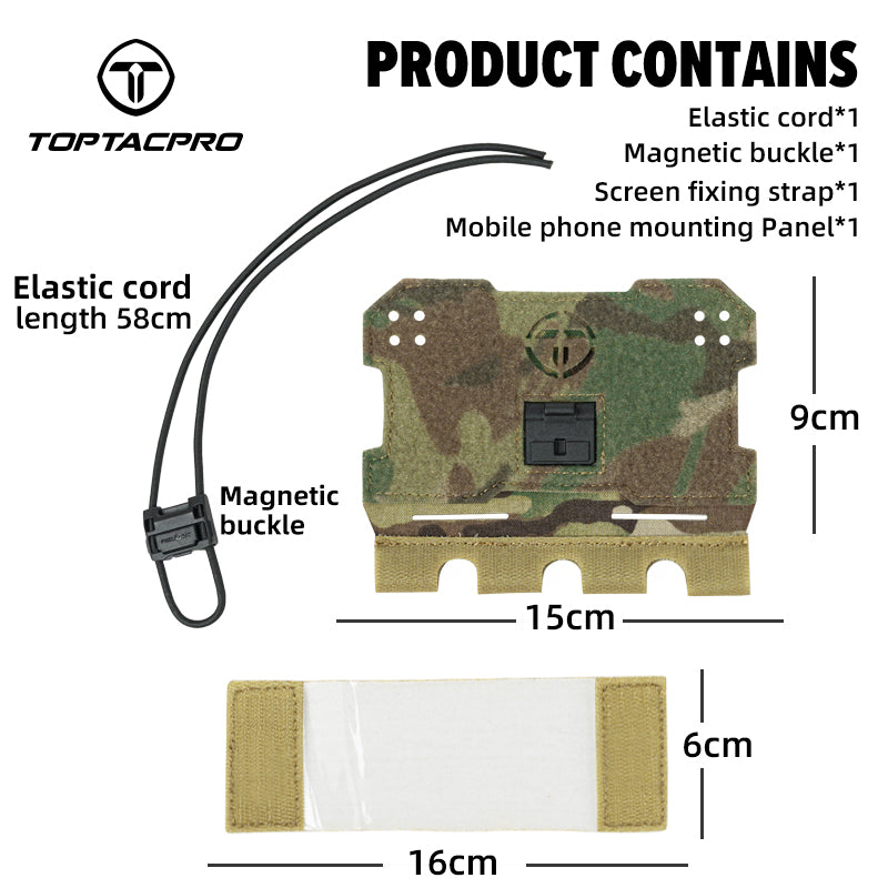 Toptacpro Molle Phone Mount Panel Phone Holder for Outdoor MOLLE Plate Carrier 8512