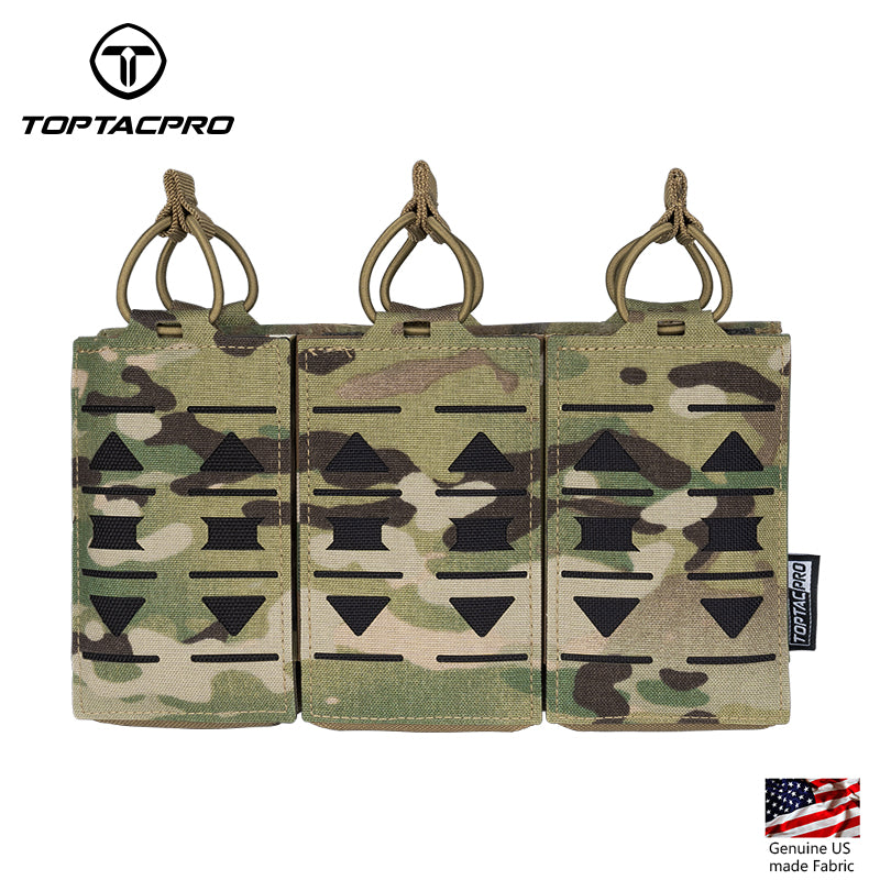 TOPTACPRO Triple 5.56 Magazine Pouch Laser Cut MOLLE Magazine Holder 8515