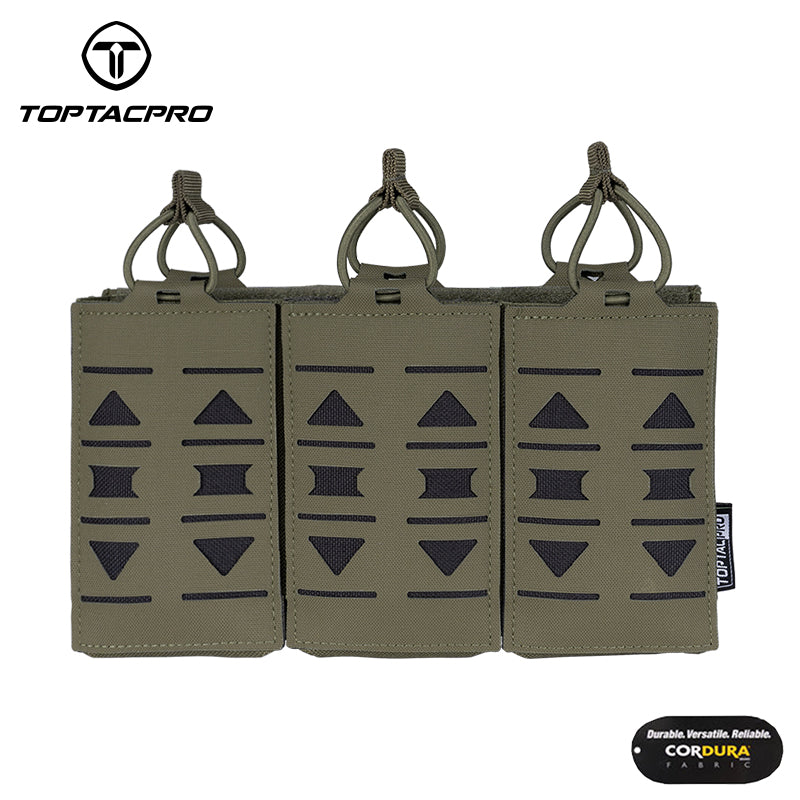 TOPTACPRO Triple 5.56 Magazine Pouch Laser Cut MOLLE Magazine Holder 8515