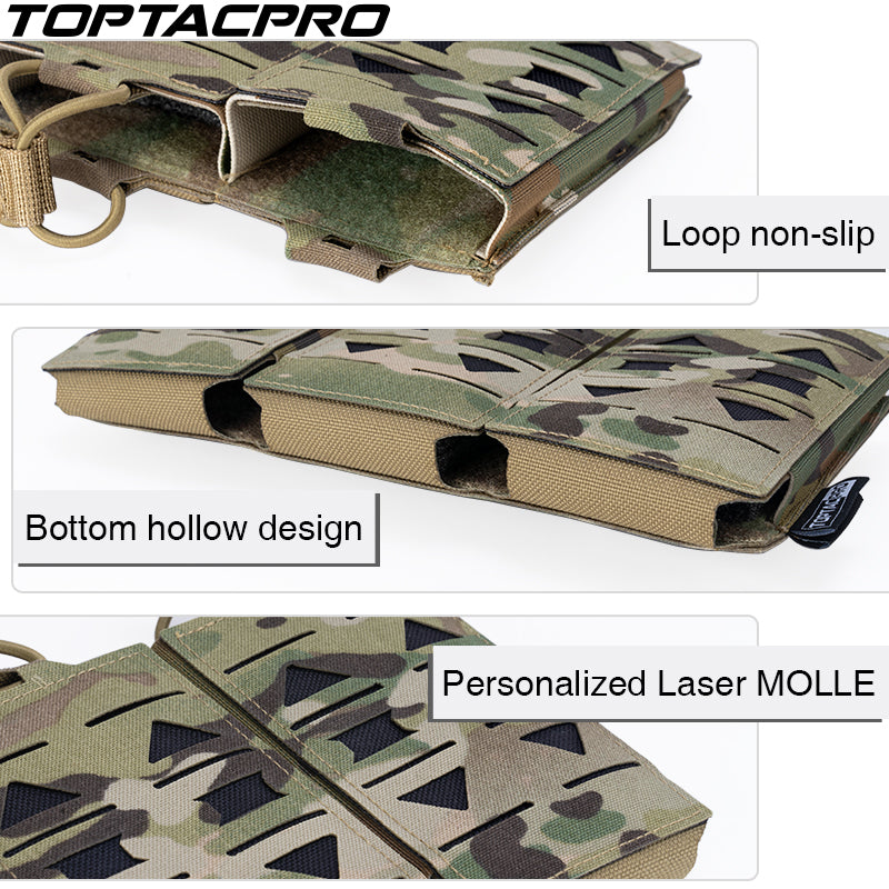 TOPTACPRO Triple 5.56 Magazine Pouch Laser Cut MOLLE Magazine Holder 8515