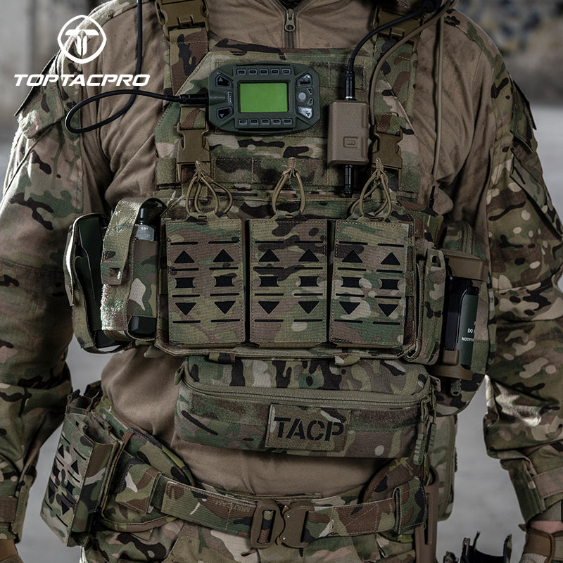 TOPTACPRO Triple 5.56 Magazine Pouch Laser Cut MOLLE Magazine Holder 8515