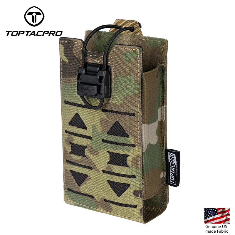 TOPTACPRO Radio Pouch Laser Cut MOLLE Holder with 148/152 MPU5 Baofeng Radio Case Bag Walkie Talkie 8517
