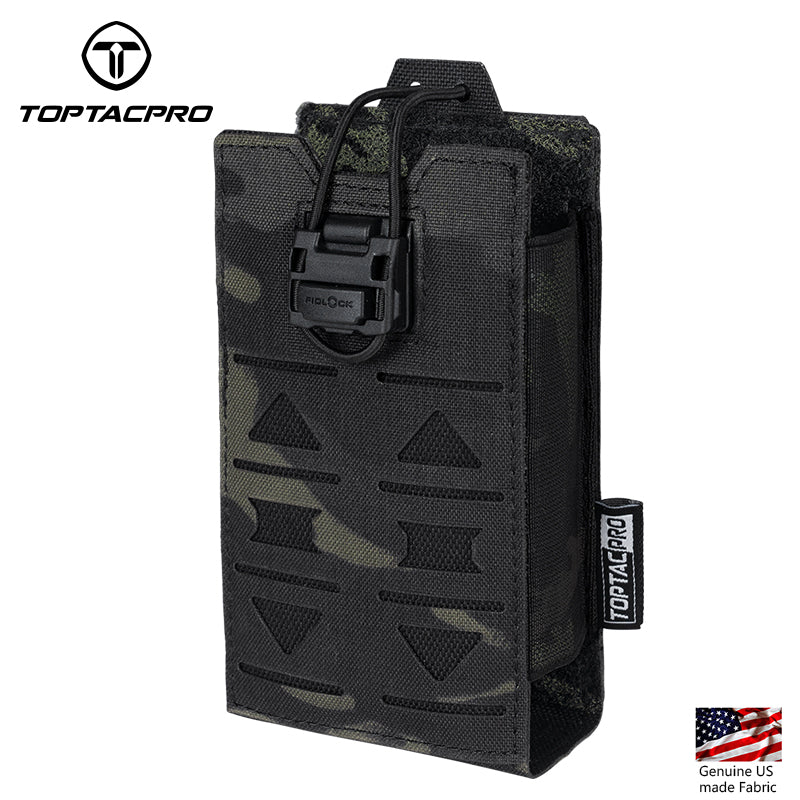 TOPTACPRO Radio Pouch Laser Cut MOLLE Holder with 148/152 MPU5 Baofeng Radio Case Bag Walkie Talkie 8517