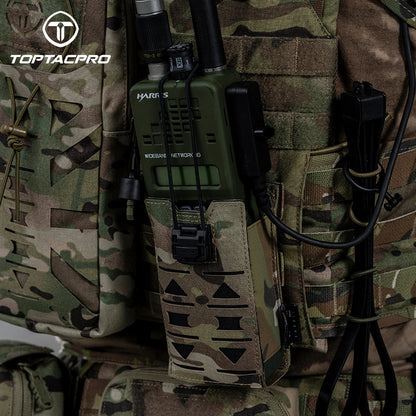 TOPTACPRO Radio Pouch Laser Cut MOLLE Holder with 148/152 MPU5 Baofeng Radio Case Bag Walkie Talkie 8517