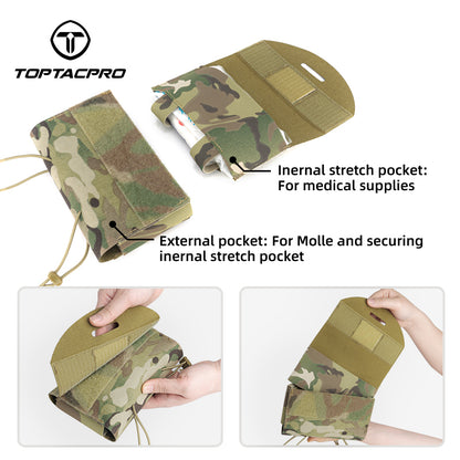 TOPTACPRO Tactical Roll Out Medical Pouch IFAK Pouch for Plate Carrier & Belt 8532