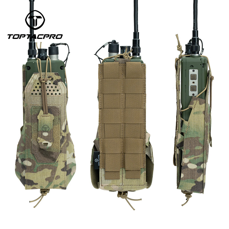 TOPTACPRO Radio Pouch Molle Tactical Radio Holder for PRC148/152 Adjustable Walkie Talkie Holster 8533